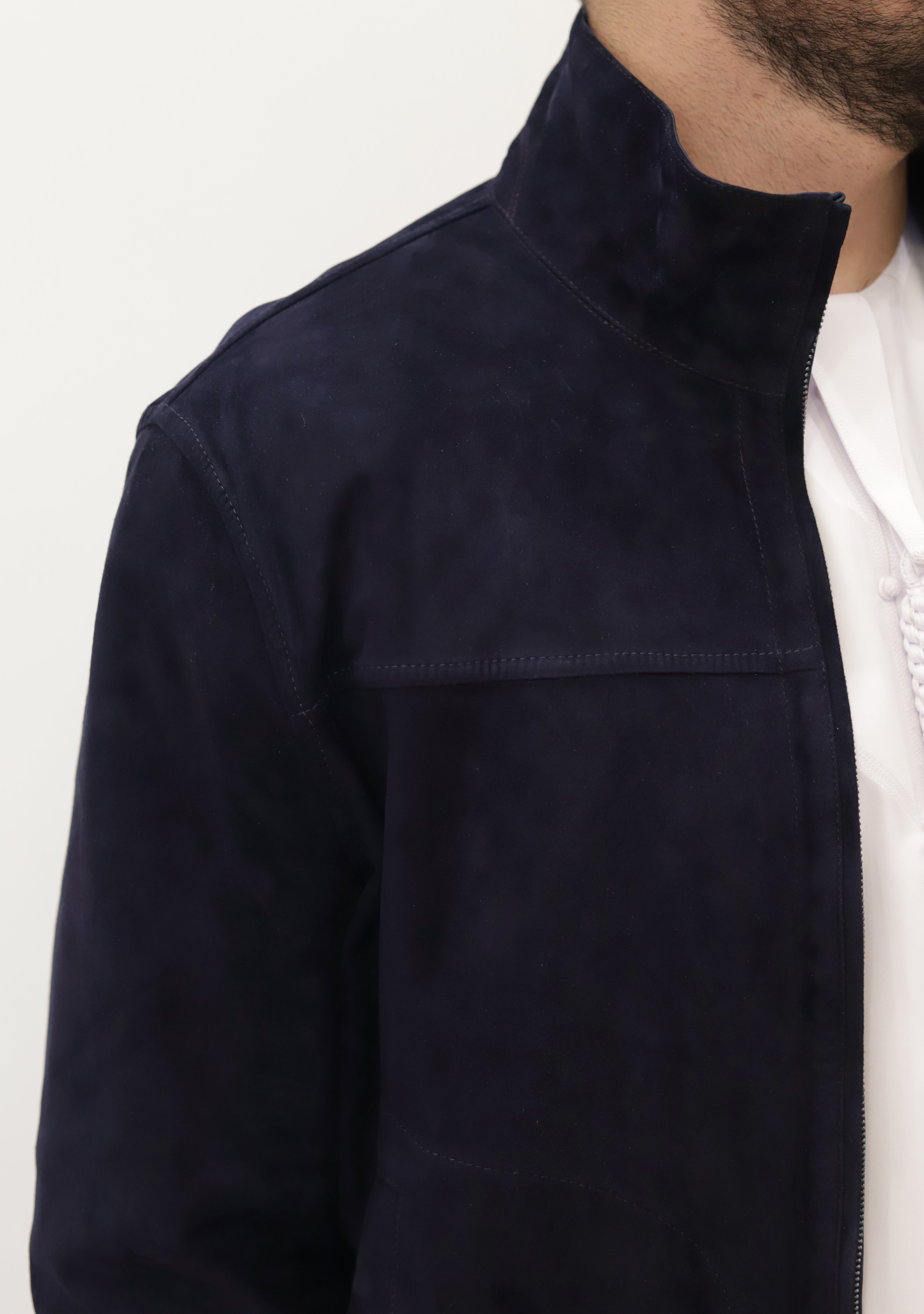 PRESTIGE Bomber Reversible Leather Jacket - Navy Color