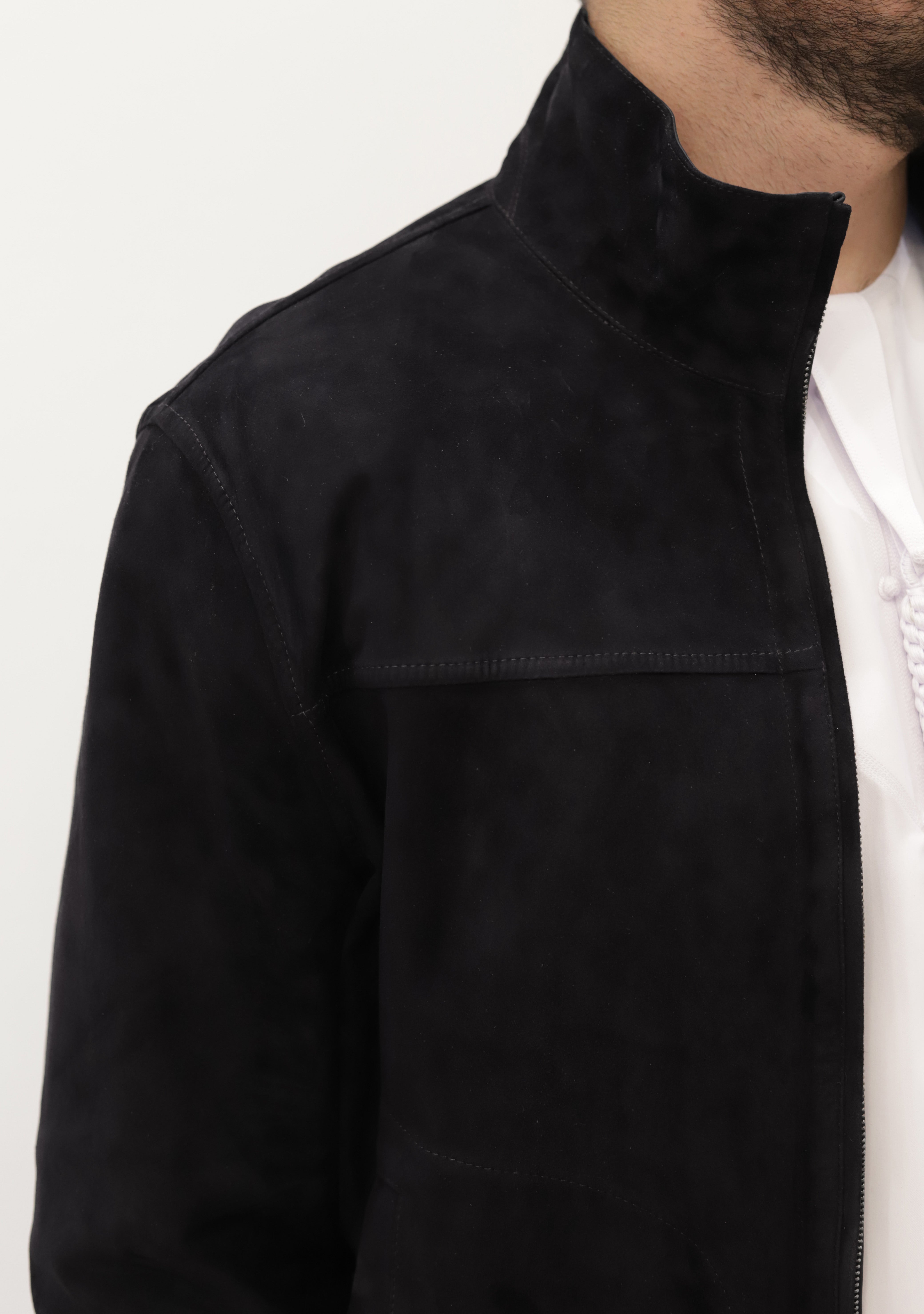 PRESTIGE Bomber Reversible Leather Jacket-Black Color