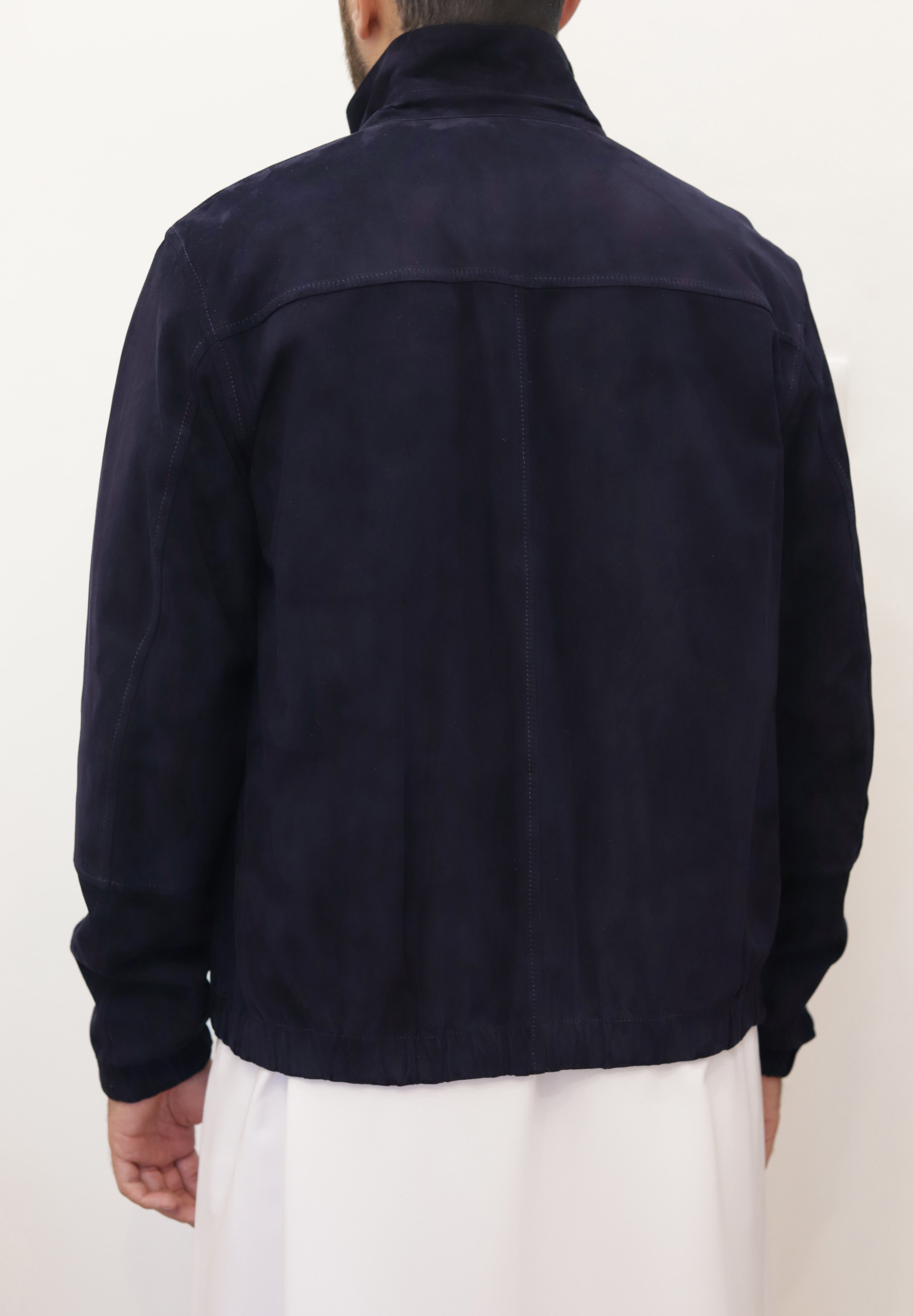 PRESTIGE Bomber Reversible Leather Jacket - Navy Color