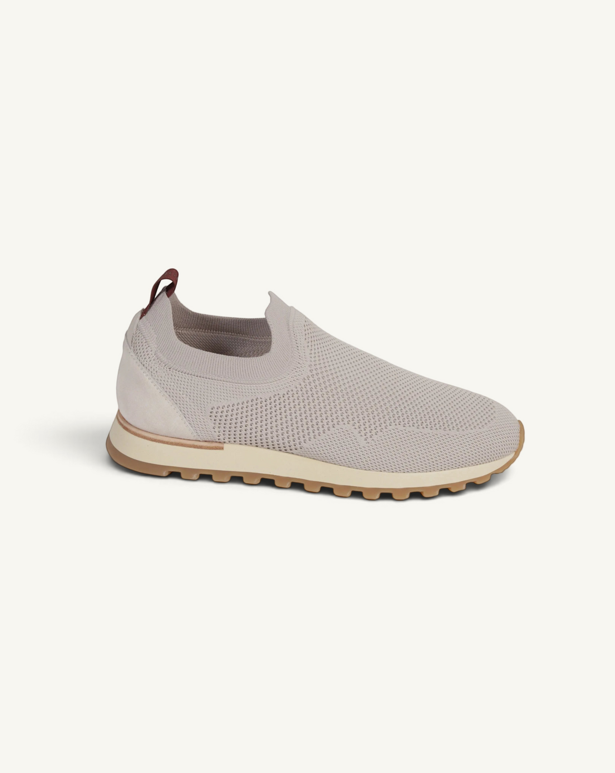 Prestige PS-U5315 Flexy Active beige slip-on knit sneakers with a textured upper and a durable rubber lug sole.