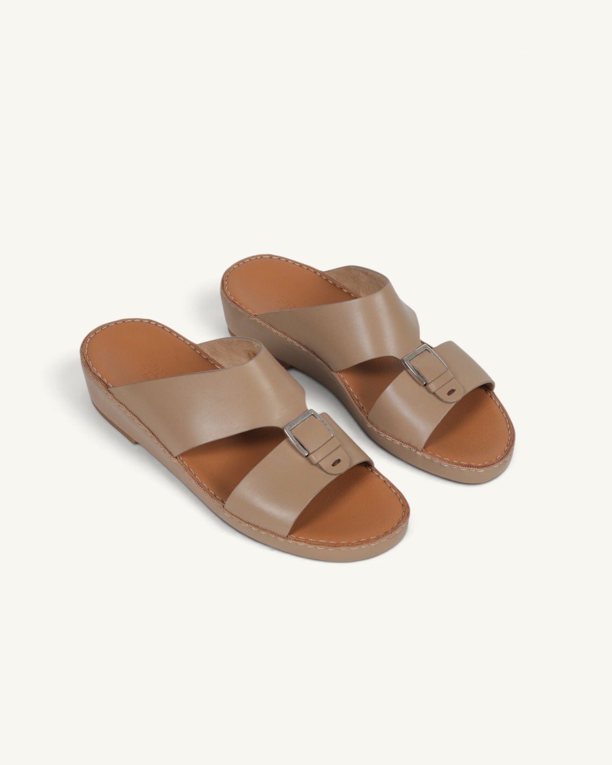 Prestige P3344 Phantom NC Sharon beige leather slide sandals with adjustable buckle straps and comfortable footbed