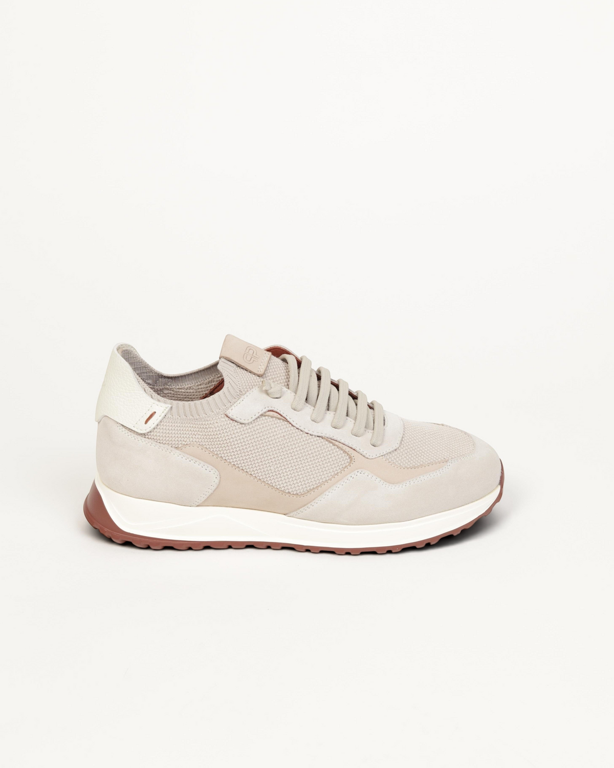 Prestige XLR Stars Walk XL luxury sneakers in beige suede and mesh with a white midsole and brown rubber outsole.