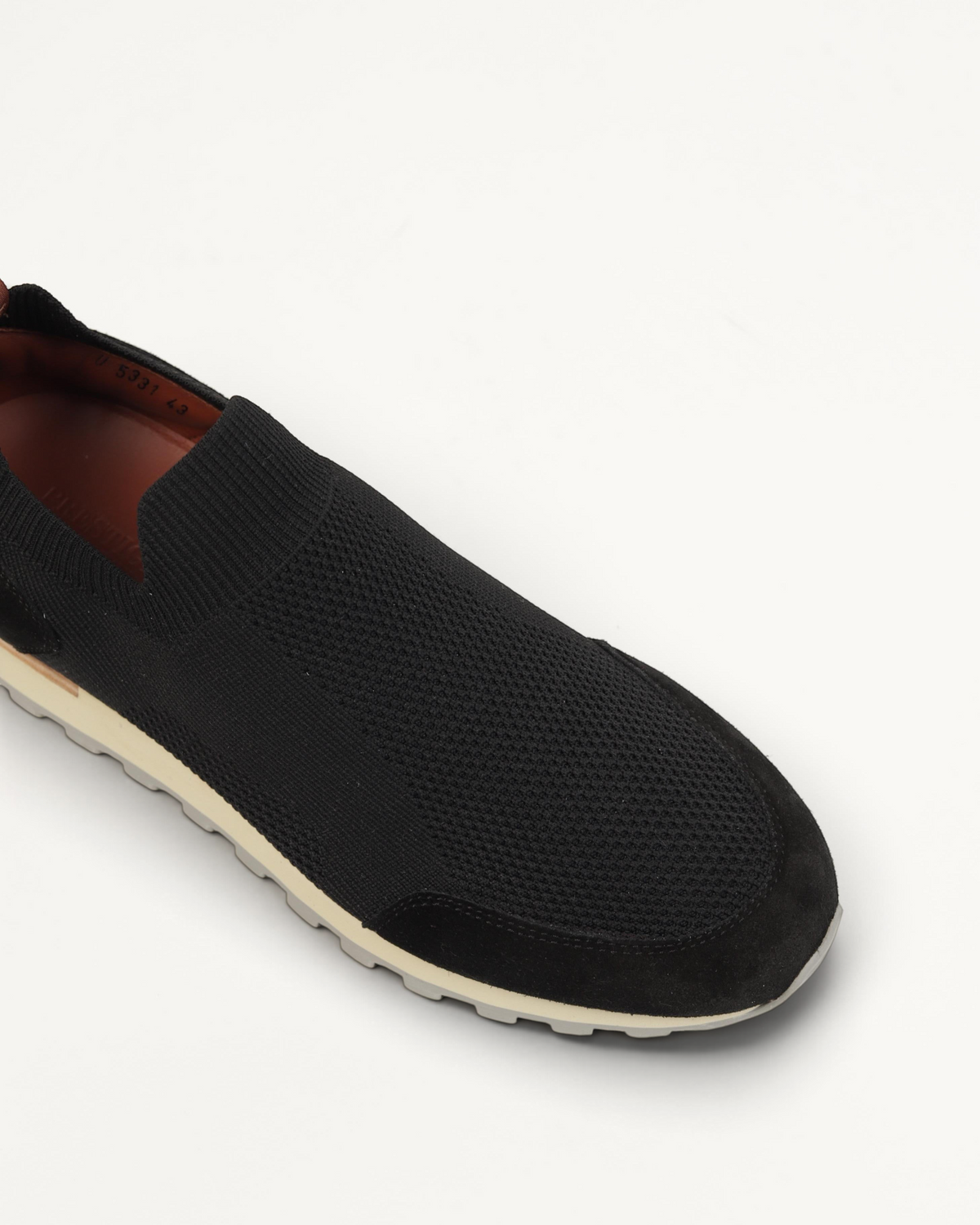 Prestige XLR Fame Active XL Lux limited edition slip-on sneaker in black knit fabric with suede trim and beige sole