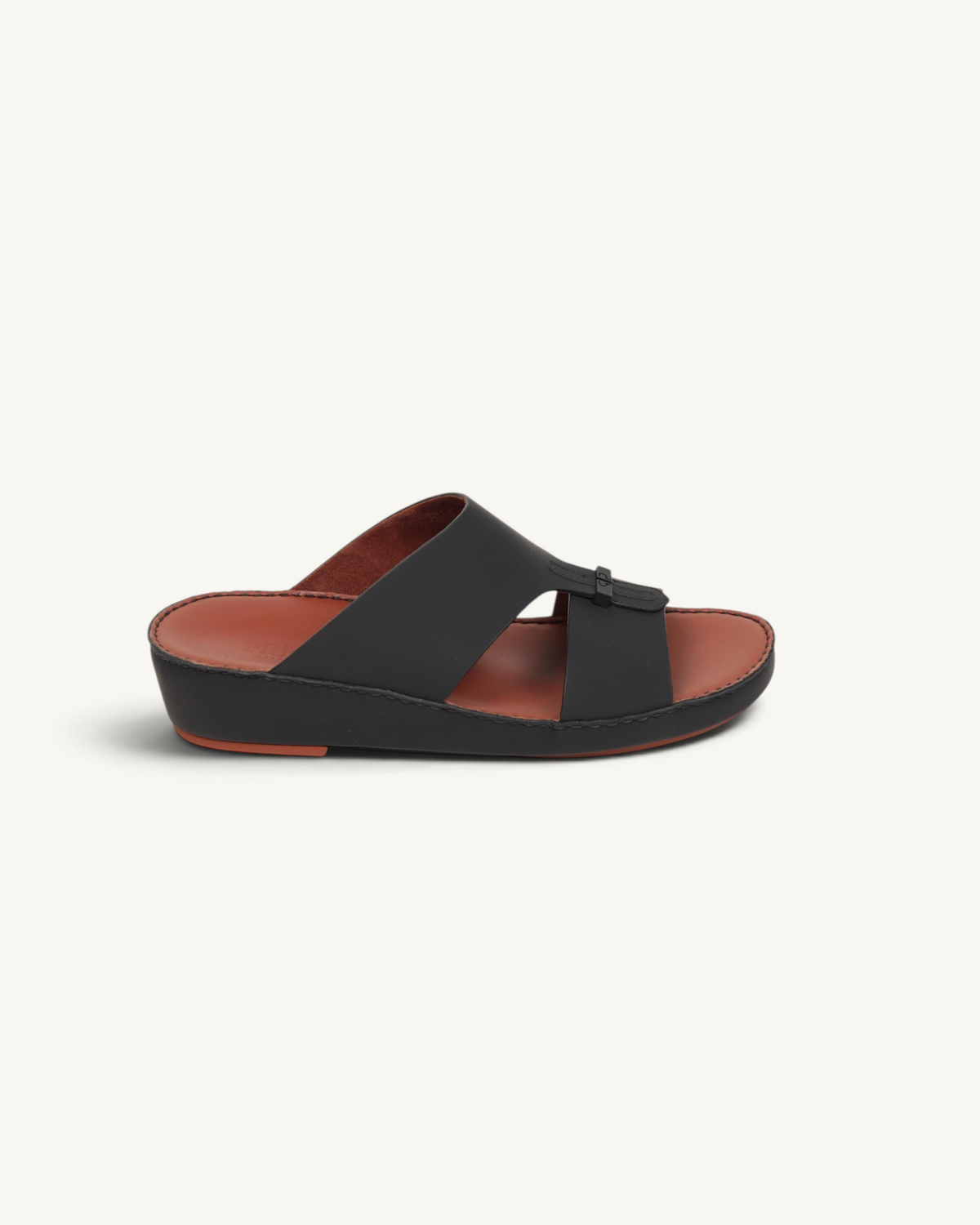 Prestige P3363 VOGUE LUX MATT black leather slide sandal with a comfortable footbed and minimalist strap design
