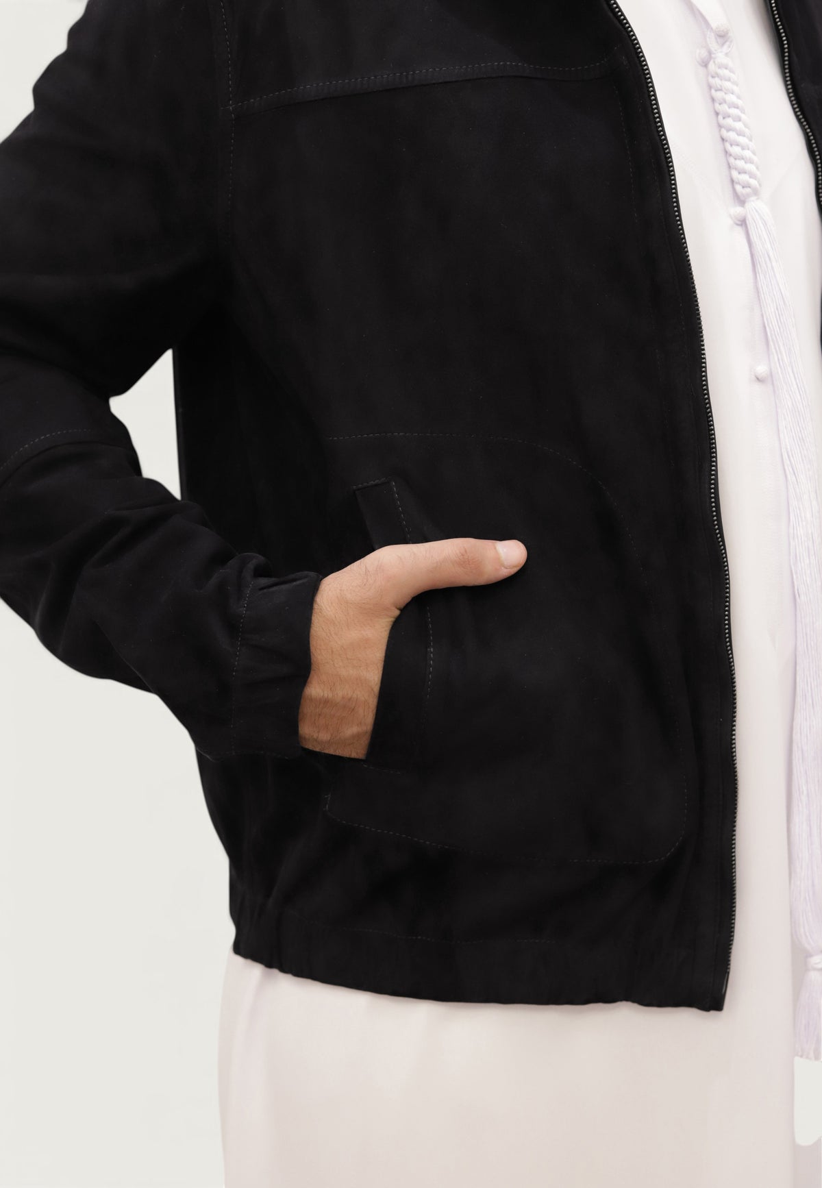 PRESTIGE Bomber Reversible Leather Jacket-Black Color