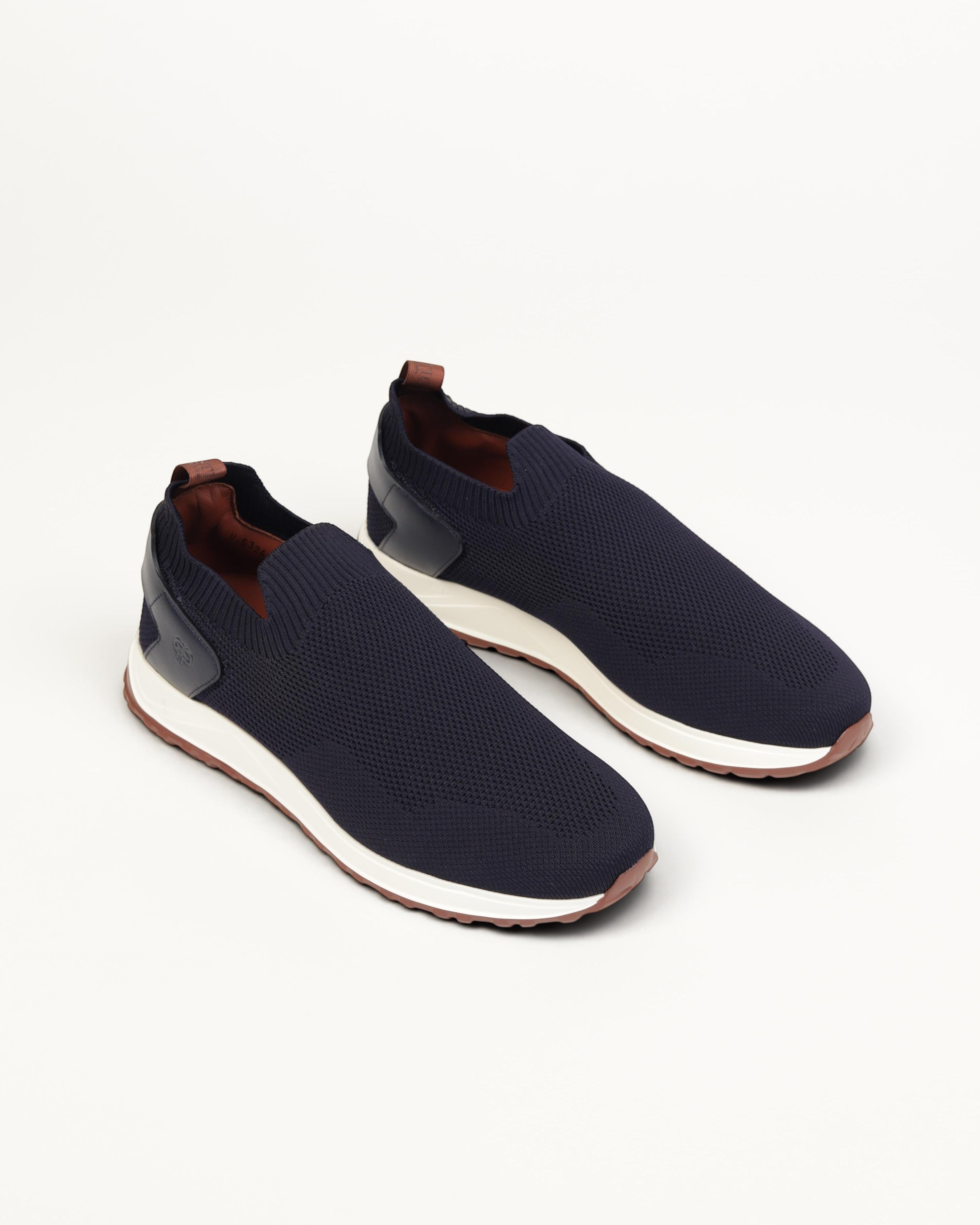 Prestige XLR FAME ACTIVE XL LUX blue knit slip-on sneakers with white midsole and brown rubber outsole