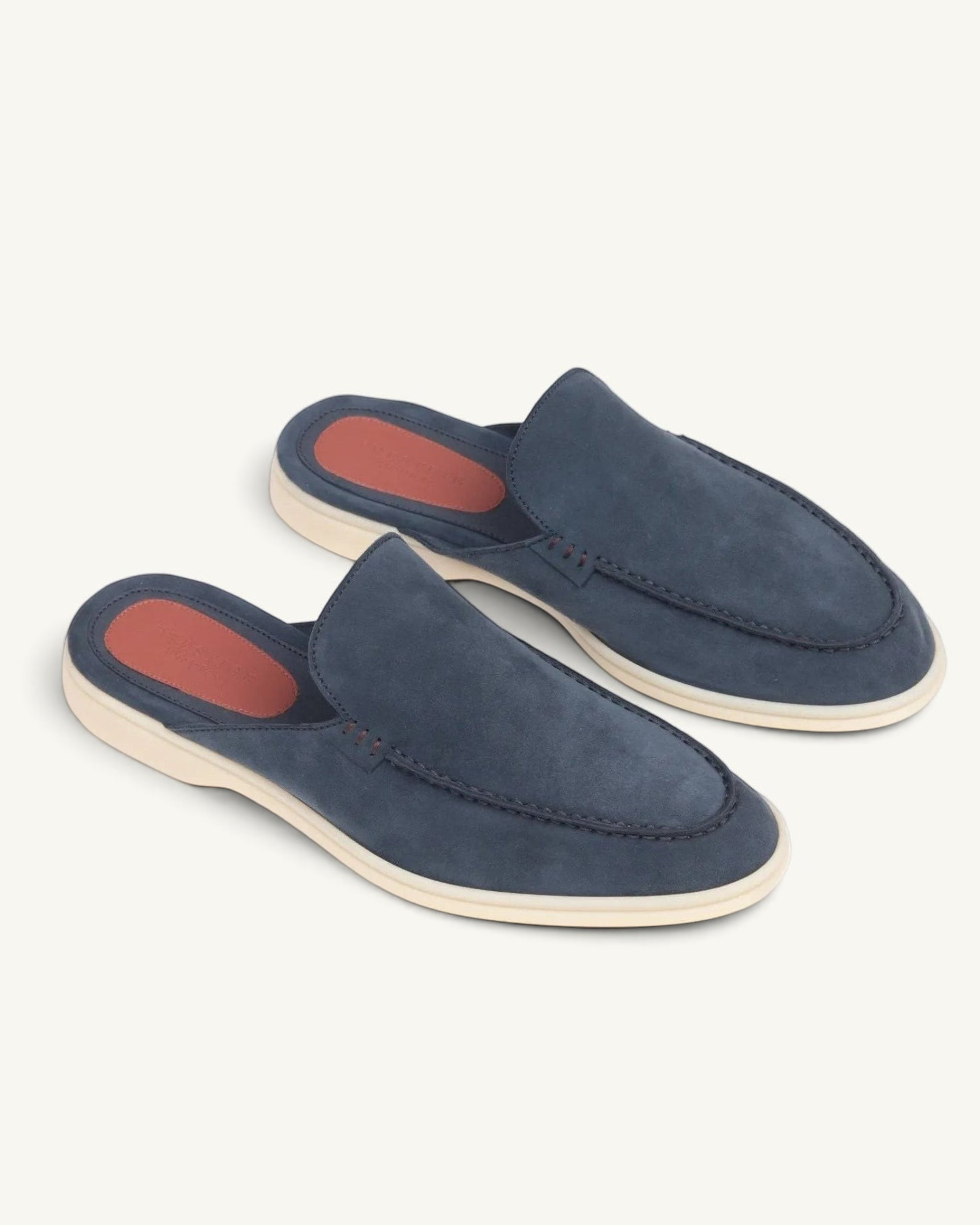 Prestige PSM93S Babouche Walk slip-on shoes in blue suede with a contrast cream sole and tan leather insole