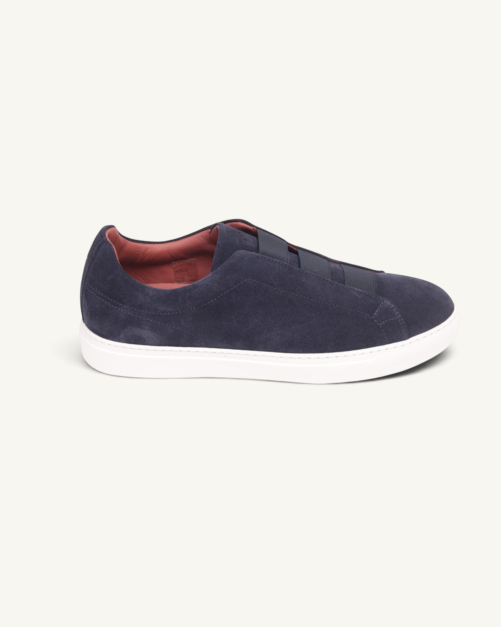 Prestige U5332 lightweight blue velour sneaker with triple stitch detail and a white rubber sole