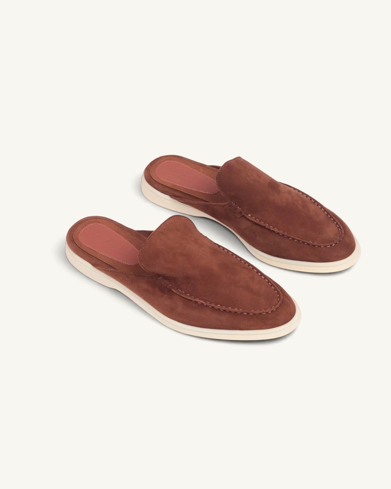 Prestige PBD93 Babouche Summer Walk slip-on shoes in brown suede with a white rubber sole