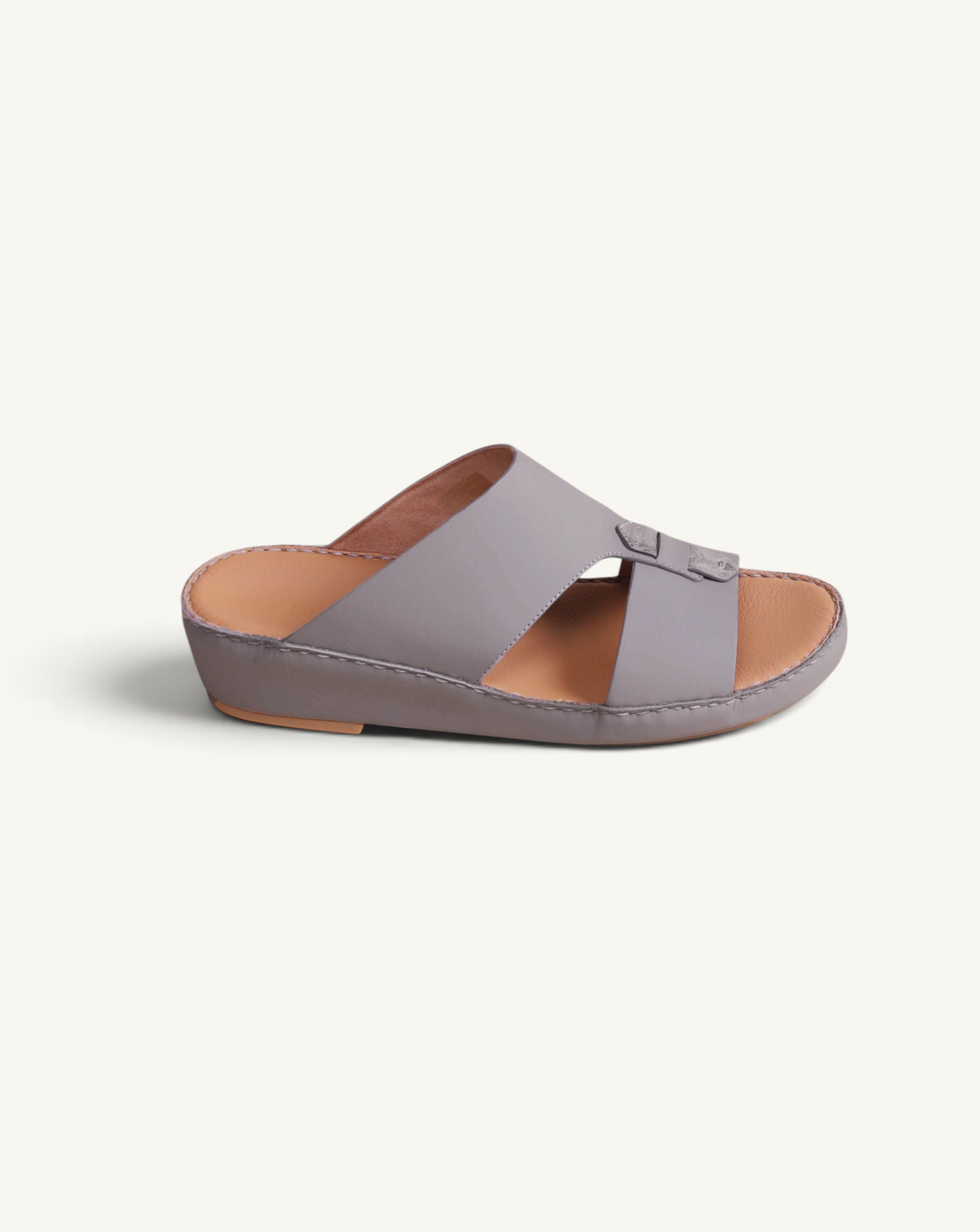 Prestige P3311 Centurion slide sandals in matt mink with crocodile touch textured leather detailing