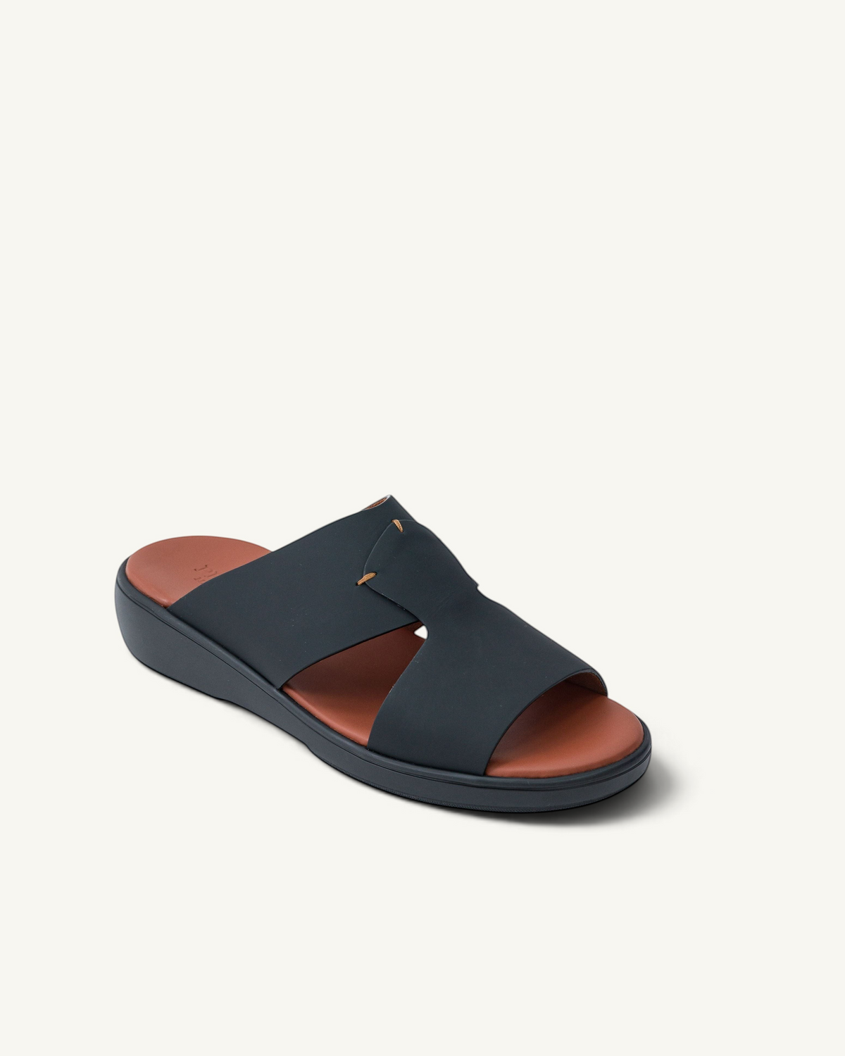 Prestige XL Classic sandals in black gommato leather with a comfortable brown footbed and slip-on design.