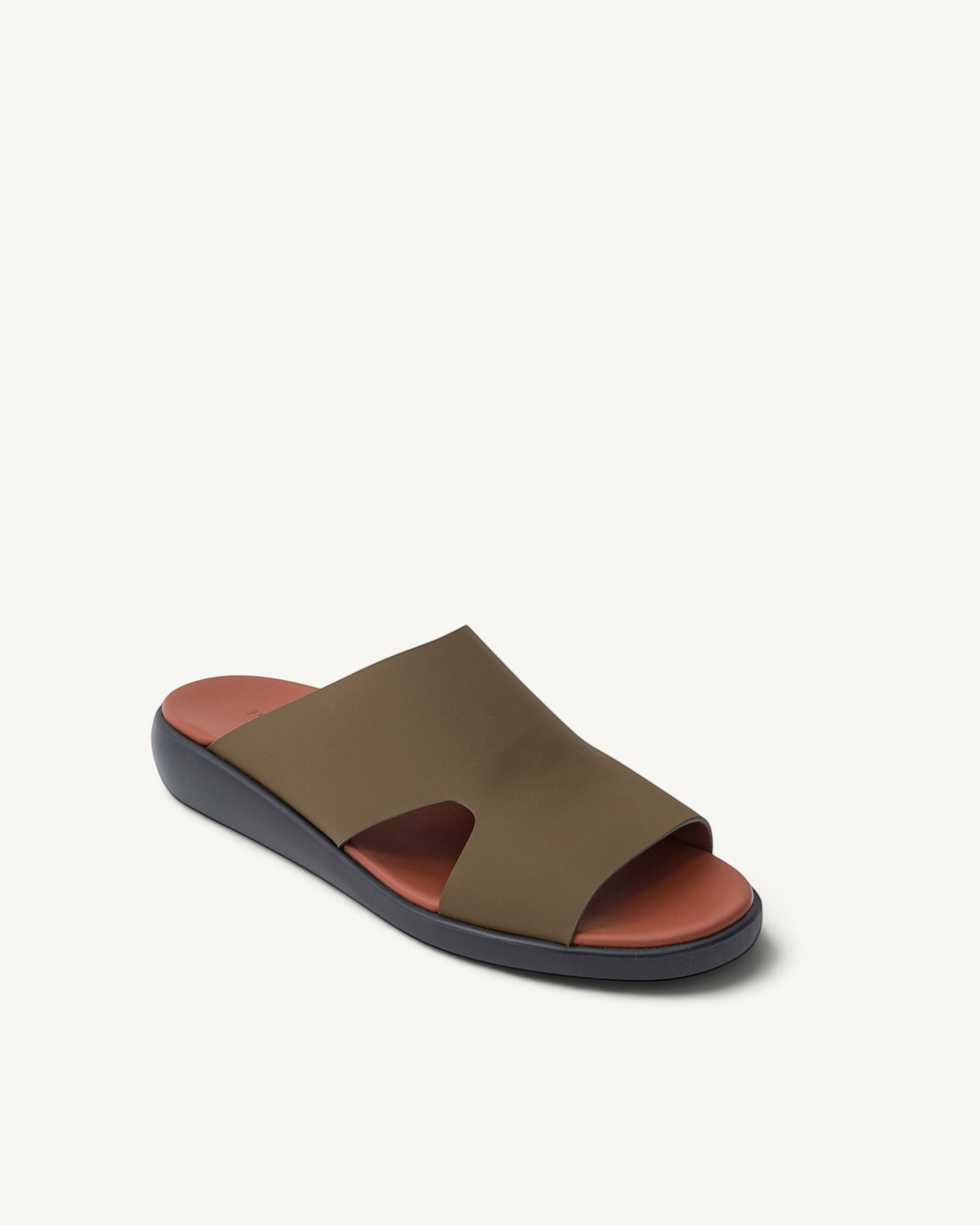 Prestige men's extra light sandals in copper and olive green with a wide strap and comfortable contoured footbed.