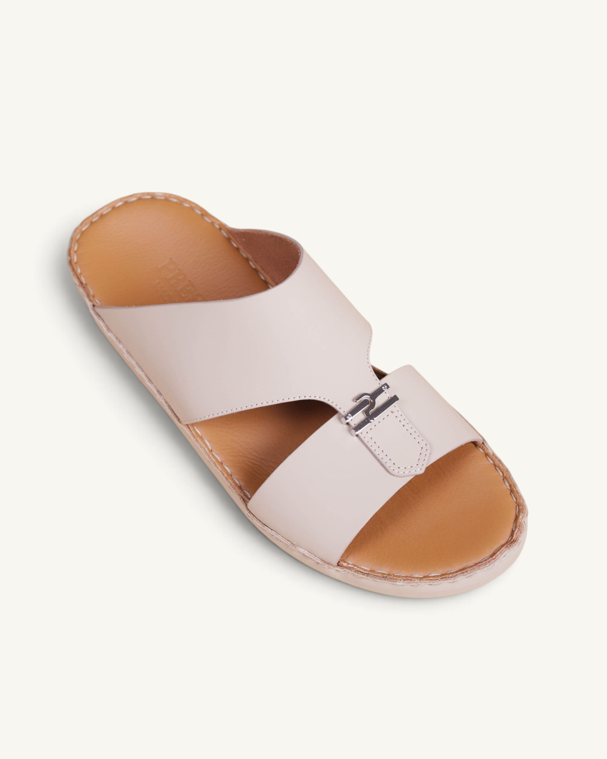 Prestige P3296 Cresset classic men's sandals in matte cappuccino leather with a metallic buckle detail