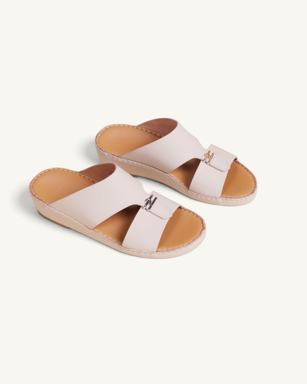 Prestige men's classic Cresset sandals in matte cappuccino leather with a metallic buckle detail