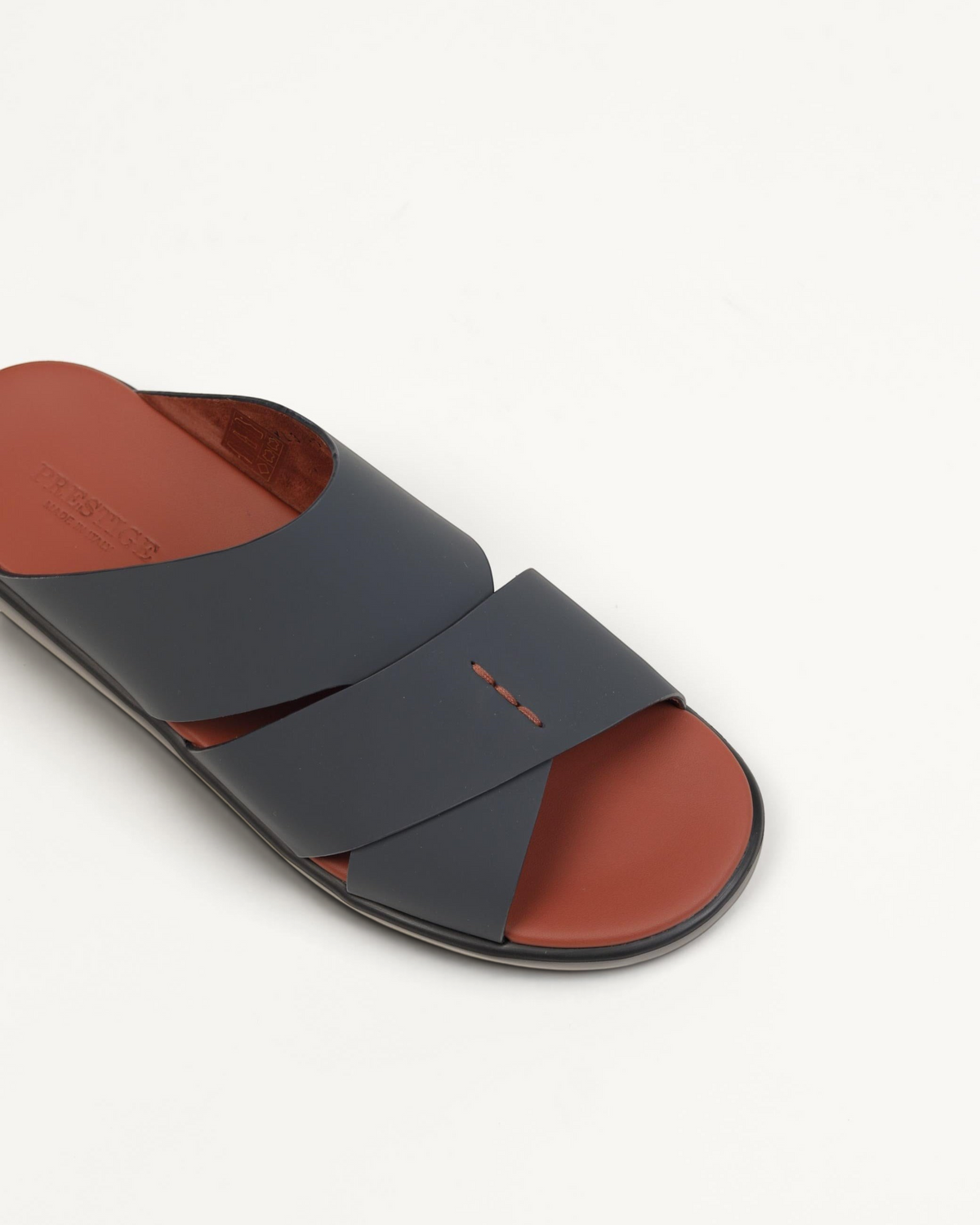Prestige PG-XL3 Lord Gommato men's extra light sandals in deep blue with a contrasting tan leather footbed.
