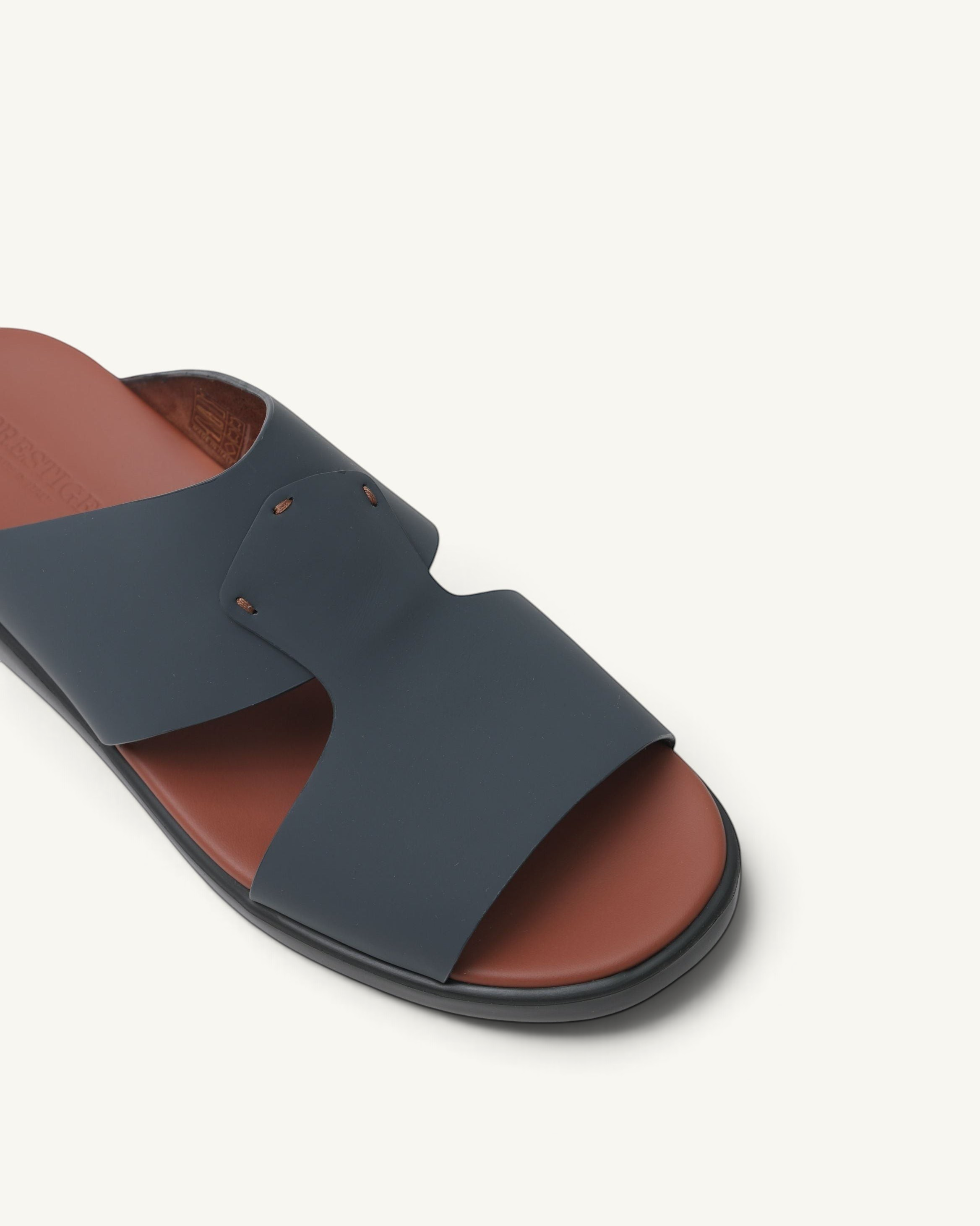 Prestige PG-XL2 Lord Gommato men's extra light sandals in deep blue with a brown leather footbed