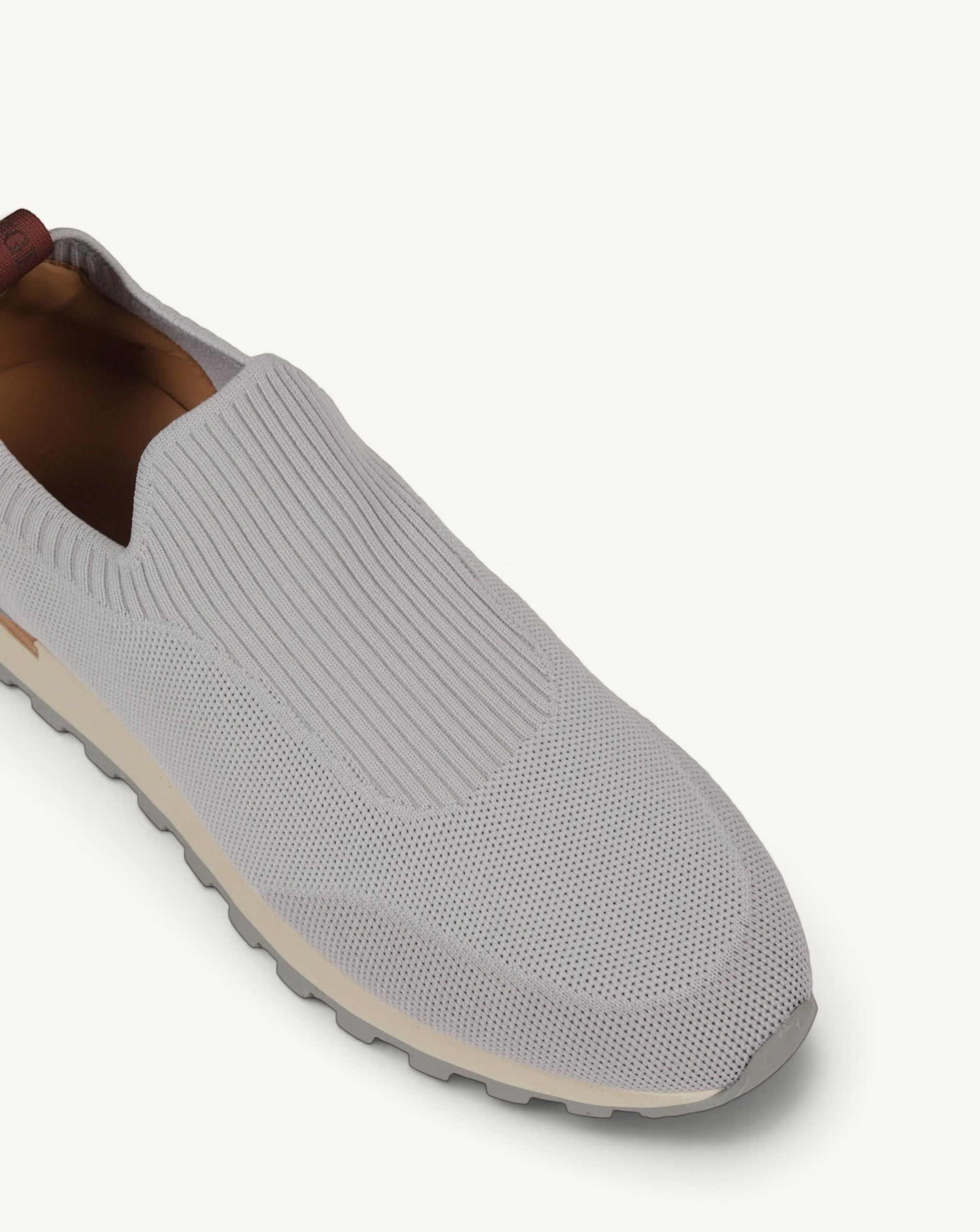Prestige PS-U5319 Flexy Active grey slip-on sneakers featuring a breathable knit upper and a textured rubber sole.