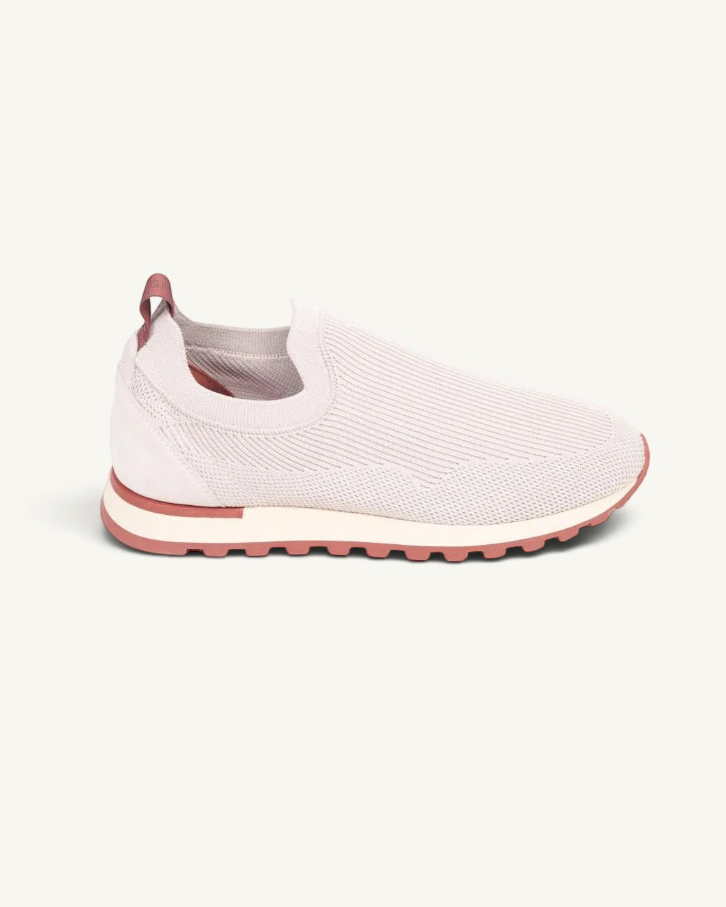 Prestige Flexy Lux active beige slip-on runner sneakers with a ribbed knit upper and a durable lugged sole.