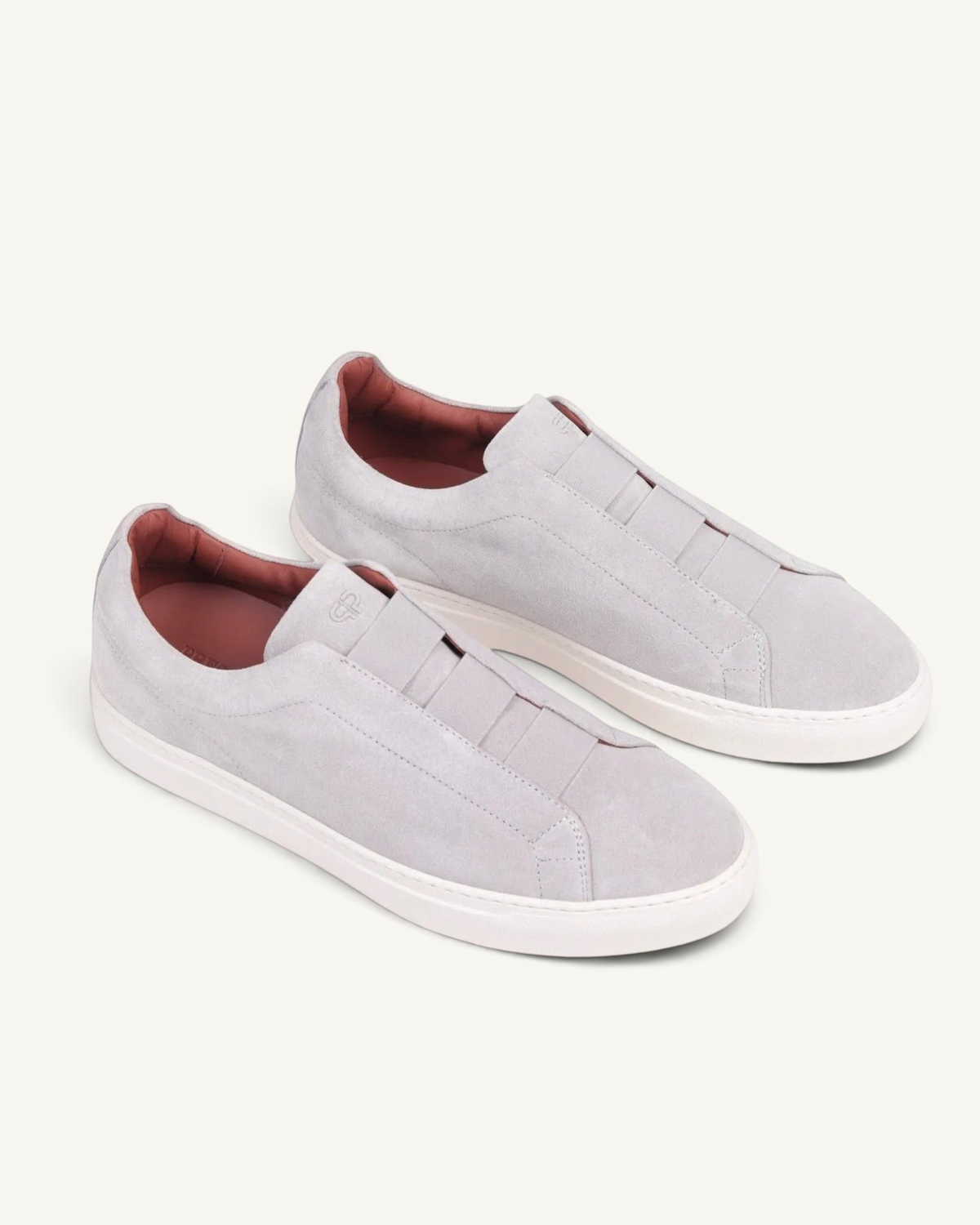 Prestige U5332 lightweight grey velour sneakers featuring triple stitch detailing and a white rubber sole