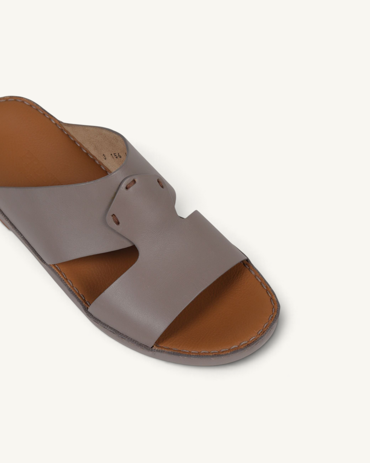 Prestige Heritage NC mink leather classic men's slide sandals with tan footbed and detailed stitching