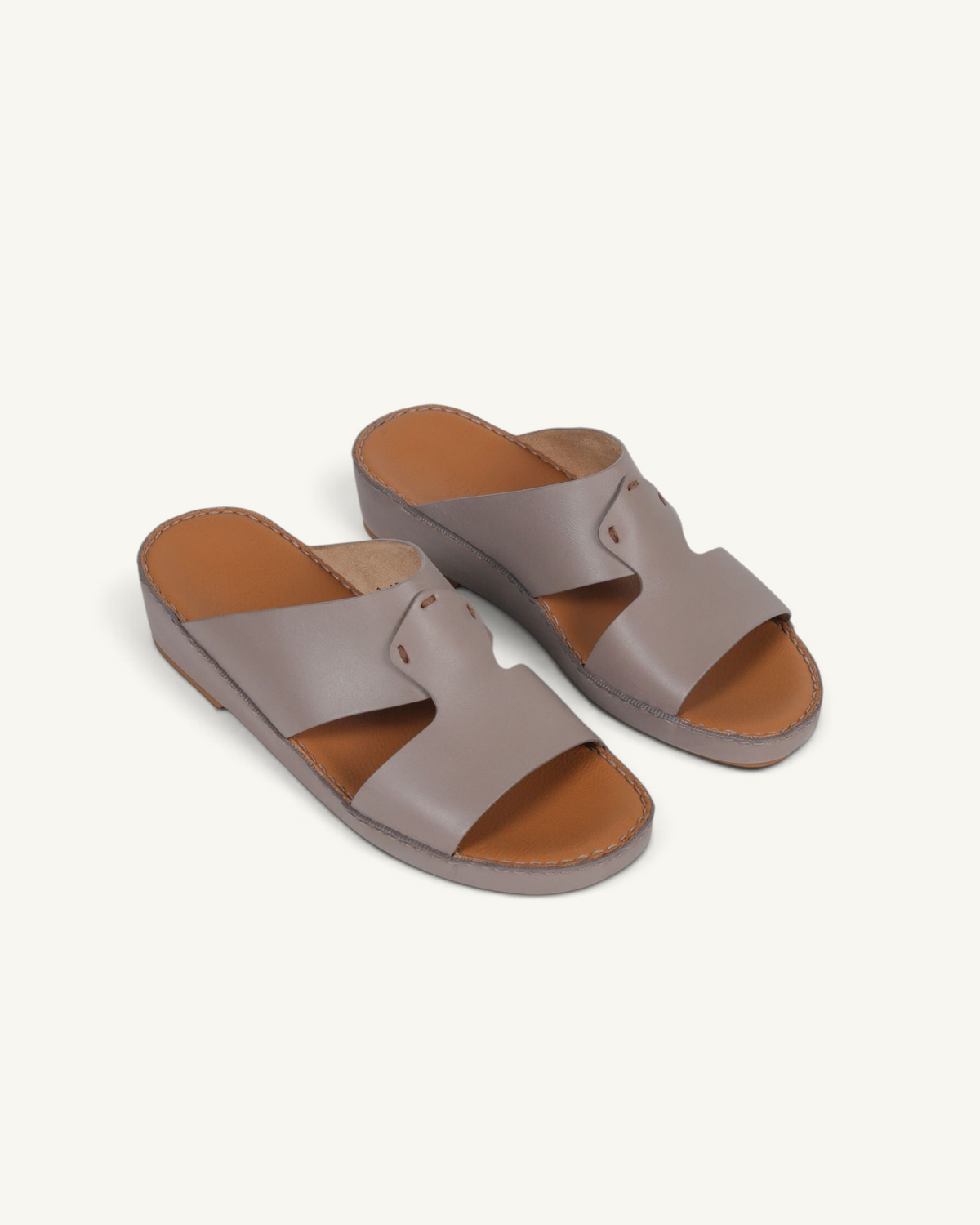 Prestige Heritage NC mink leather classic sandals for men with a wide strap design and tan footbed.