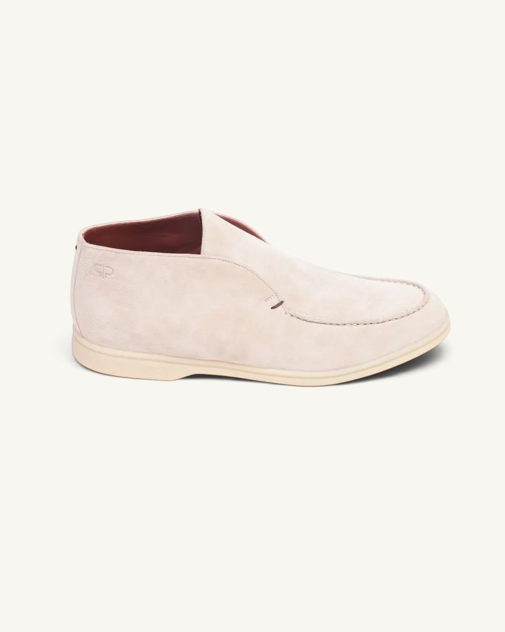 Prestige PSL092S ankle boot in ice-coloured suede with a slip-on design and minimalist silhouette.