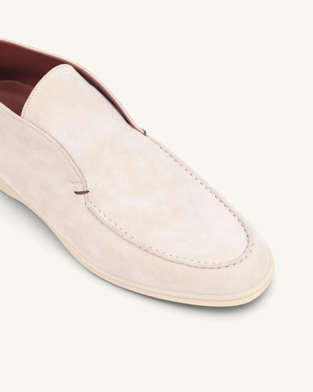 Prestige PSL092S ankle boot in ice-coloured suede with a slip-on design and tonal stitching.