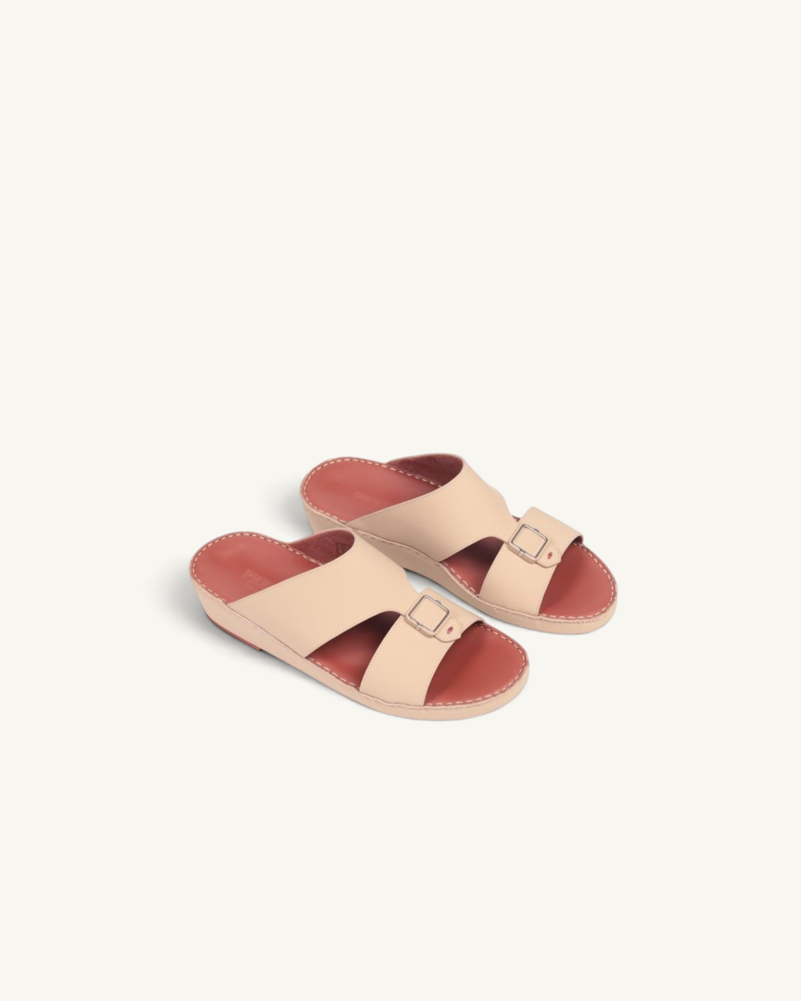 Prestige P3439 LEGACY LUX sandals in matte cappuccino leather with a buckle strap and contrast red footbed