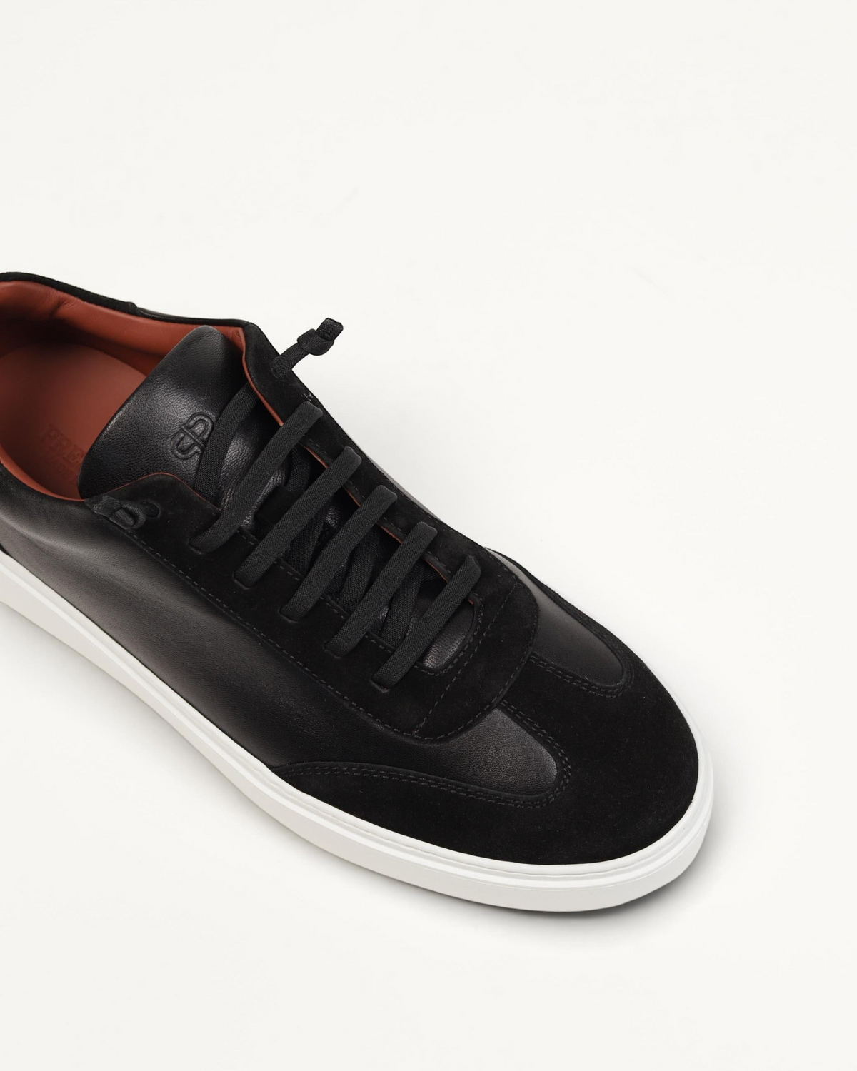 Prestige Legend Walk men's sneaker in black nappa leather and suede with a white rubber sole