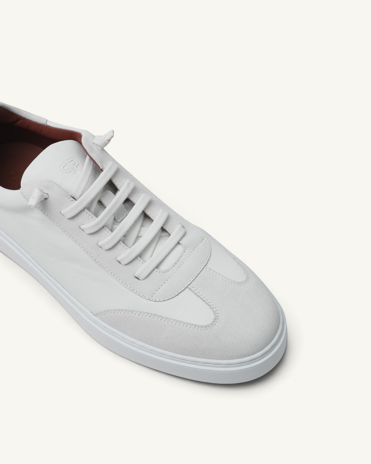 Prestige Legend Walk men's sneaker in white nappa leather with suede detailing and lace-up closure