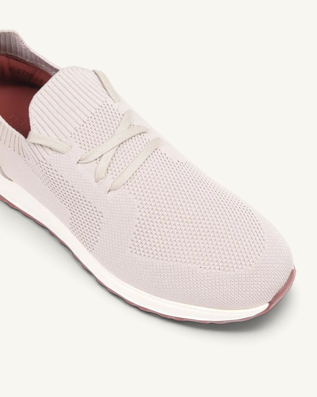 Prestige XLR Maverick beige knit sneaker with a comfortable slip-on design and white cushioned sole