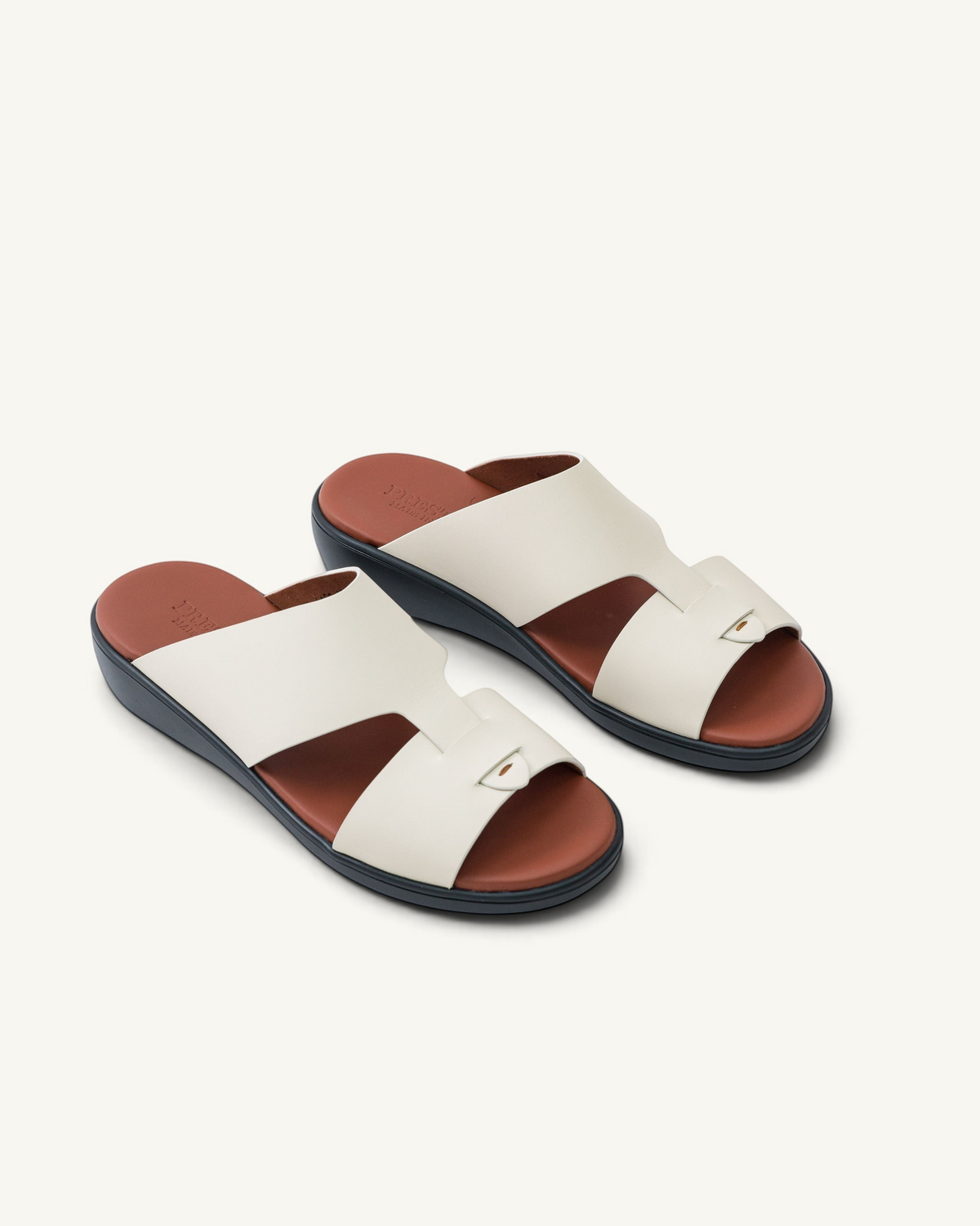 Prestige XL Classic sandals in milk white gommato leather with a brown footbed and dark sole