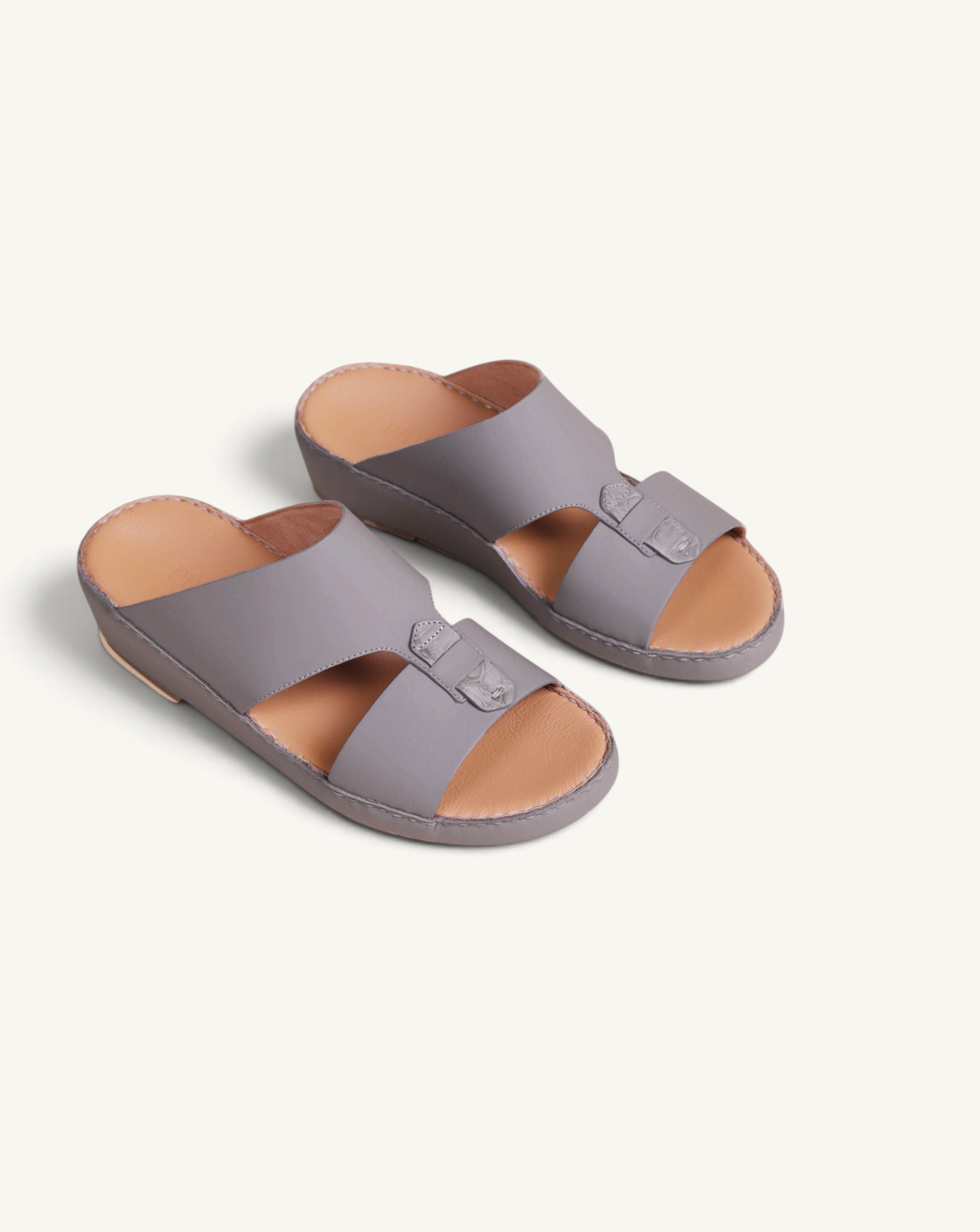 Prestige P3311 Centurion sandals in matt mink leather with a crocodile-textured detail and comfortable tan footbed.