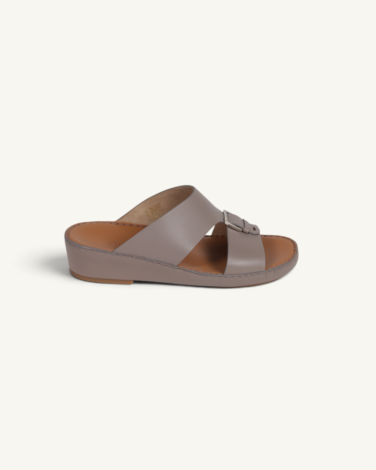 Prestige P3344 Phantom mink leather slide sandal with a buckled strap and comfortable wedge sole