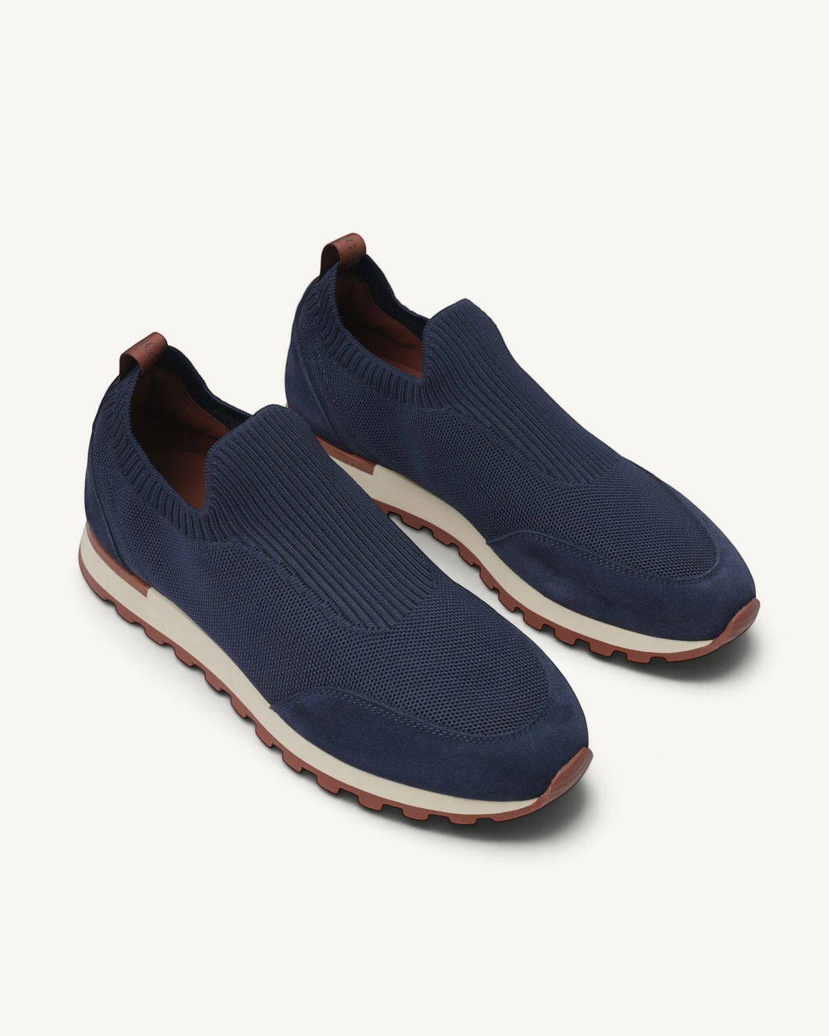 Prestige PS-U5365 Flexy Lux active runners in navy blue featuring a slip-on knit upper and a durable lugged sole.