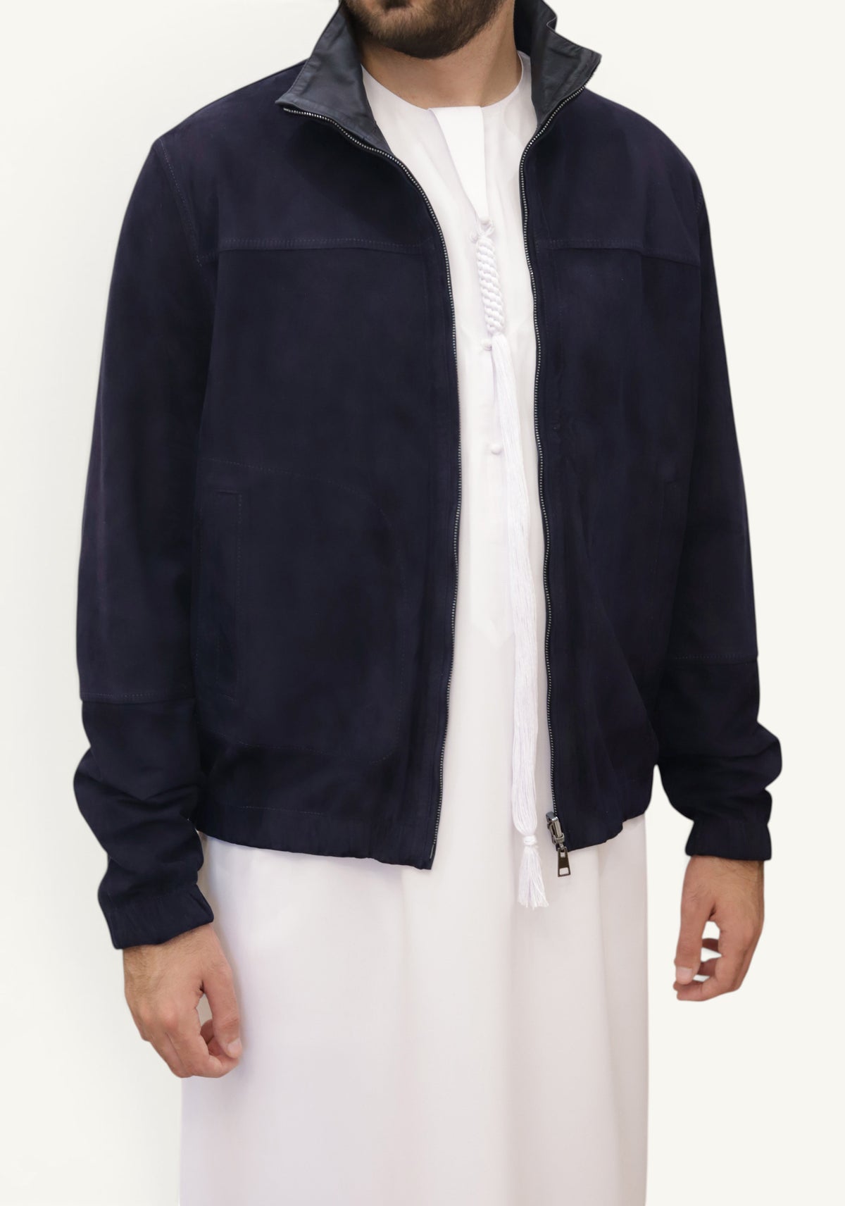 PRESTIGE Bomber Reversible Leather Jacket - Navy Color