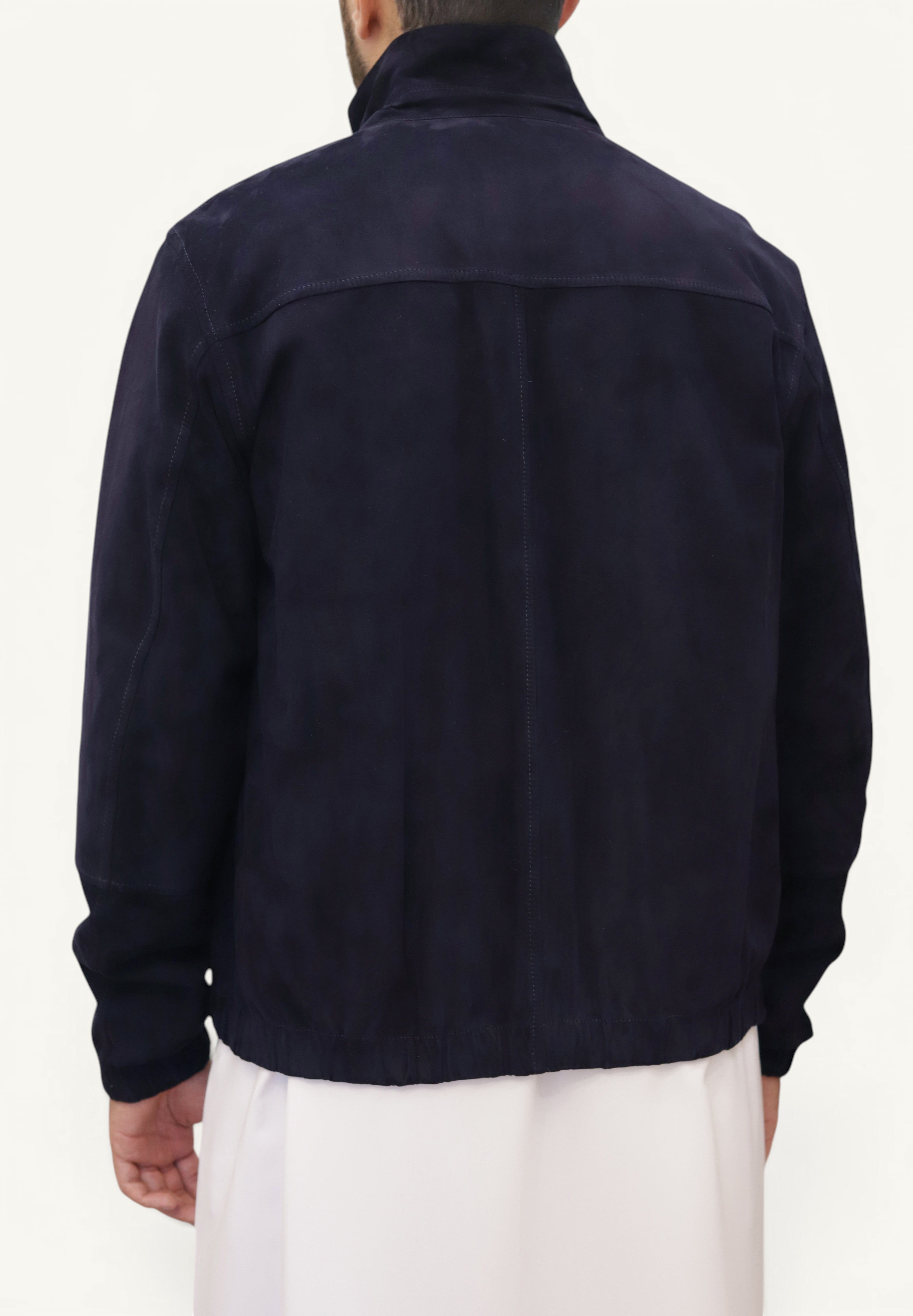 PRESTIGE Bomber Reversible Leather Jacket - Navy Color