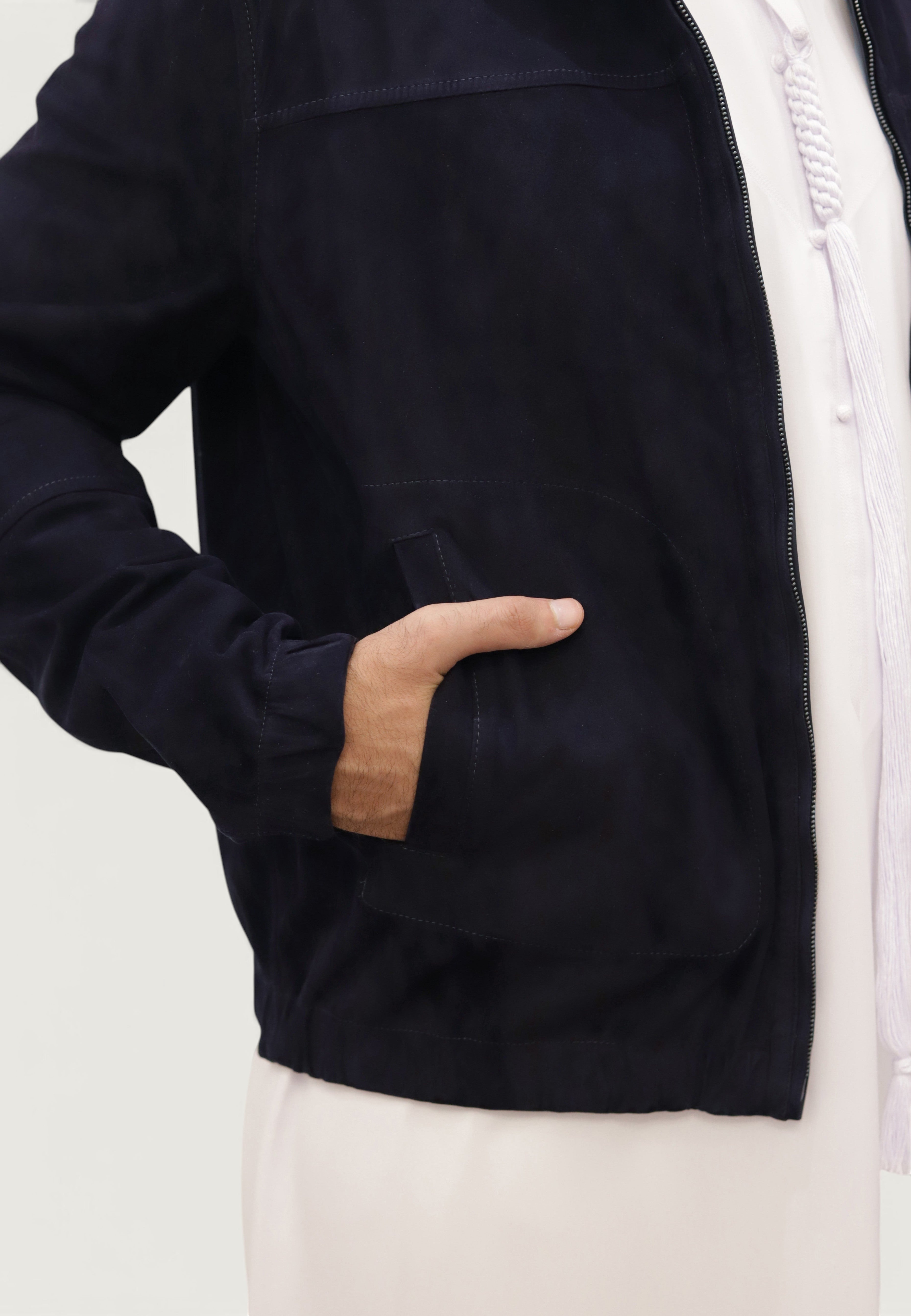 PRESTIGE Bomber Reversible Leather Jacket - Navy Color