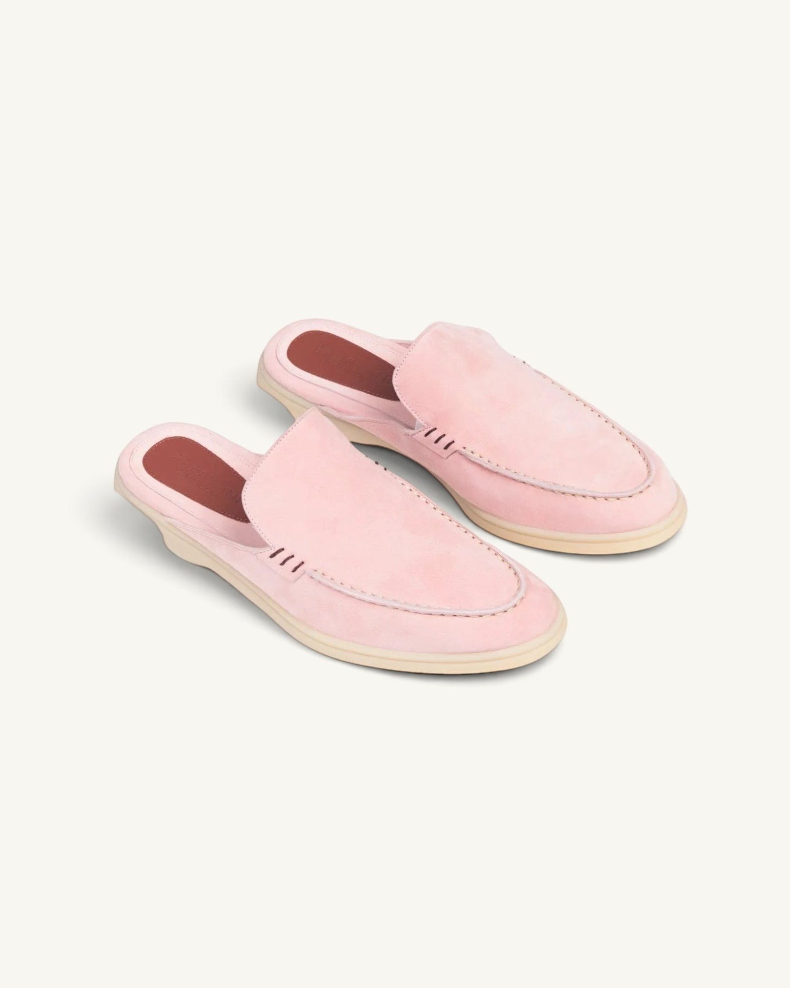 Prestige PS PBD93 Babouche Summer Walk mules in nude suede with a slip-on design and tonal stitching.