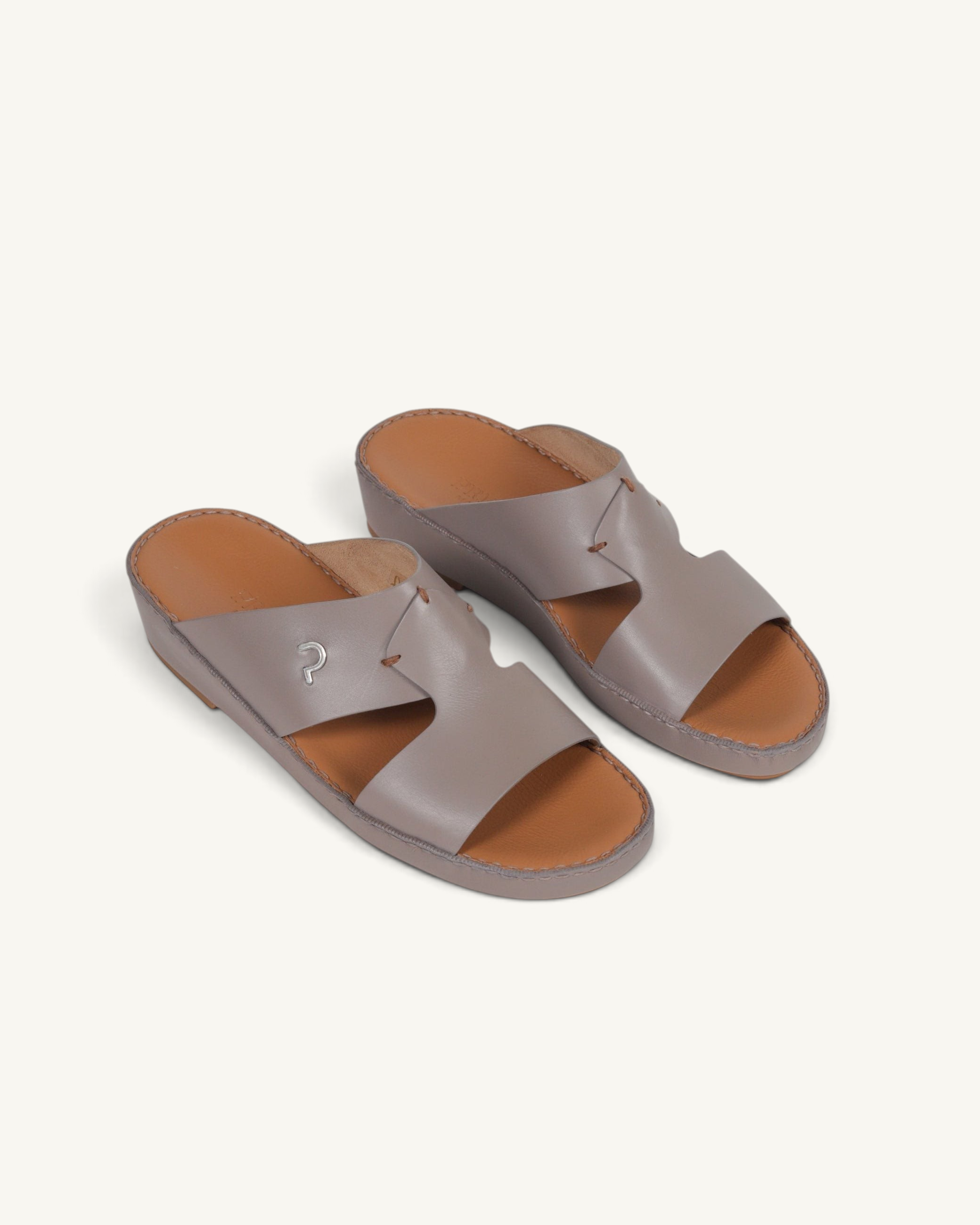Prestige P3345 Phantom NC mink leather slide sandals with a comfortable footbed and silver logo detail