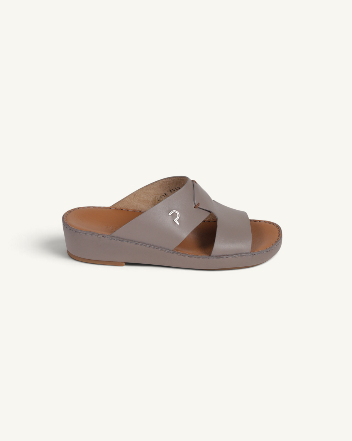Prestige P3345 Phantom NC mink leather slide sandal with a low wedge heel and metallic logo detail