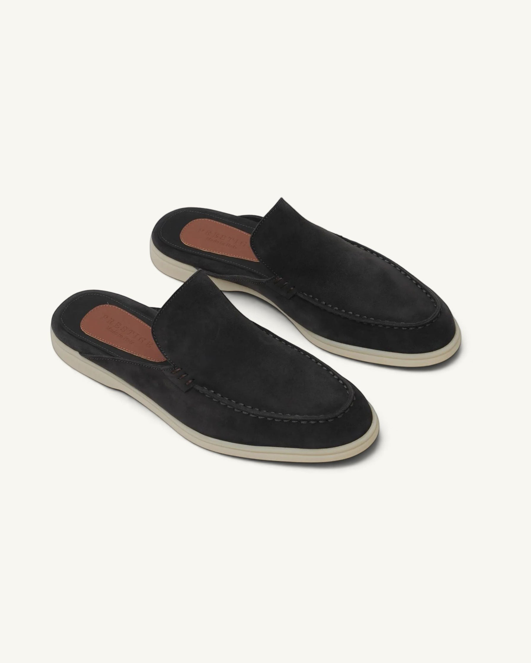 Prestige PBD93 Babouche Summer Walk slip-on shoes in reverse green suede with a white rubber sole.