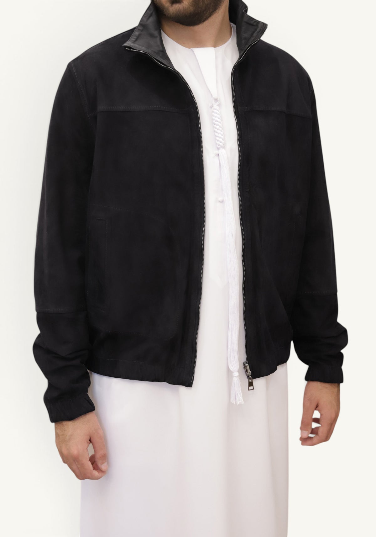PRESTIGE Bomber Reversible Leather Jacket-Black Color